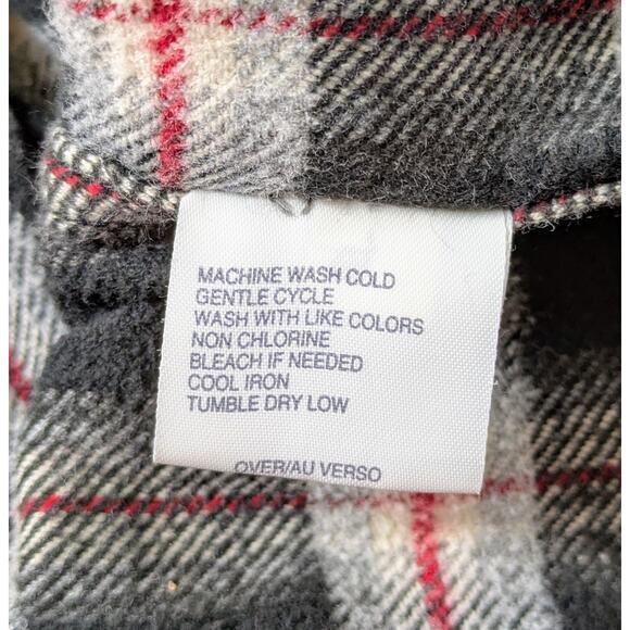 Nautica Mens Flannel Shirt Medium Black Gray Check Heavyweight Cotton Gorpcore - Picture 11 of 11